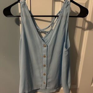 Hippie Rose Sky Blue Sleeveless Blouse